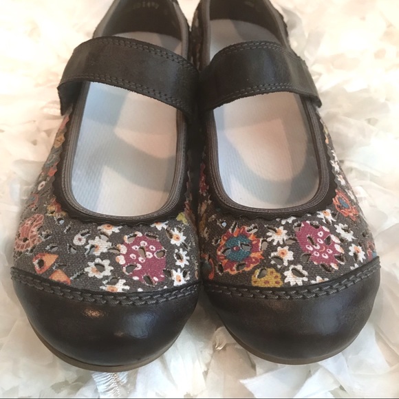 Rieker Brown Floral Cap Toe Mary Janes Size 6 - Picture 3 of 8